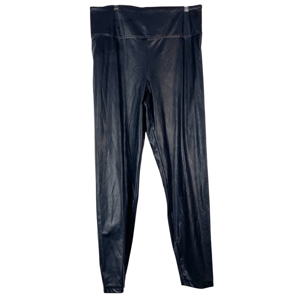 Boston Proper Women's Black Faux Leather Leggings Pants Size L Moto Biker Rocker